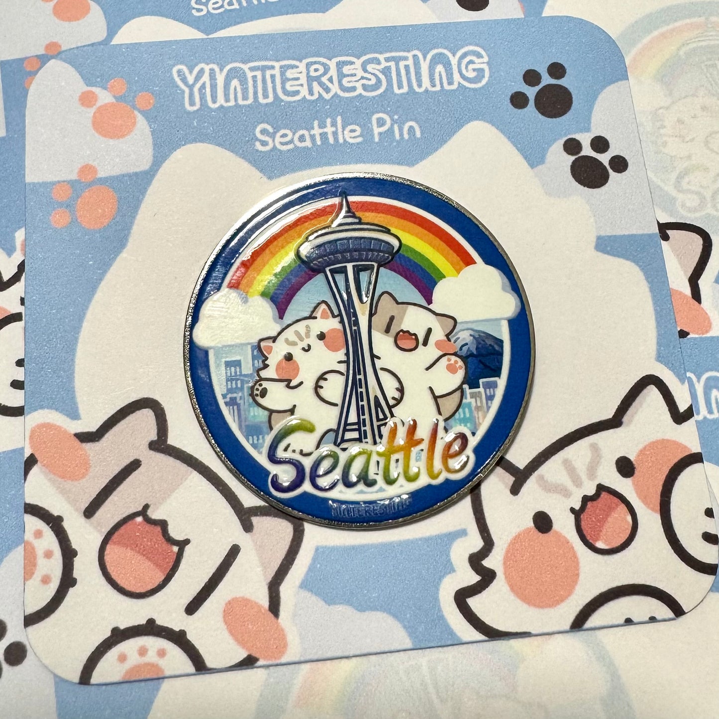 Seattle cute cats Hard Metal Pin