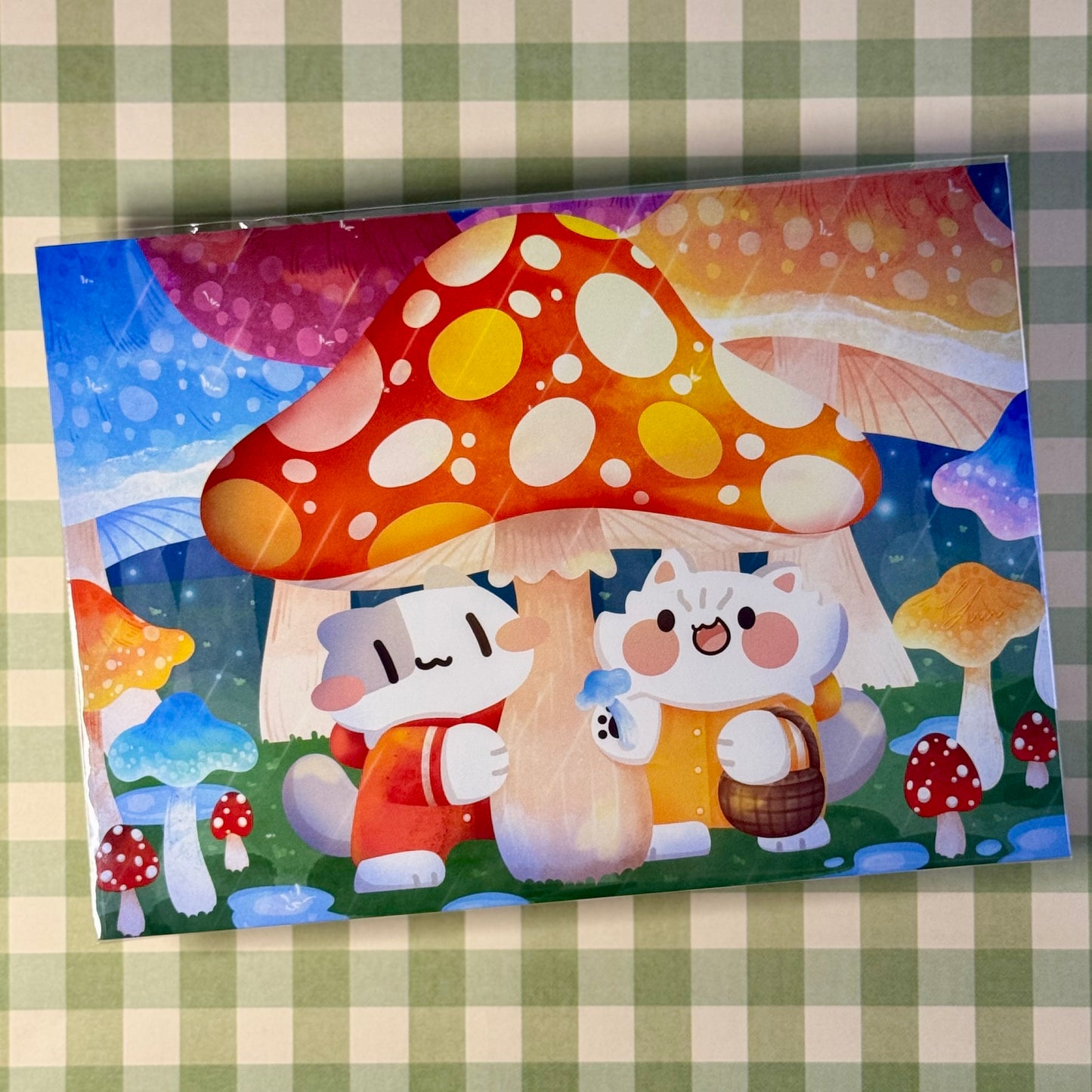 Mushrooms cats Art Print and Sticker