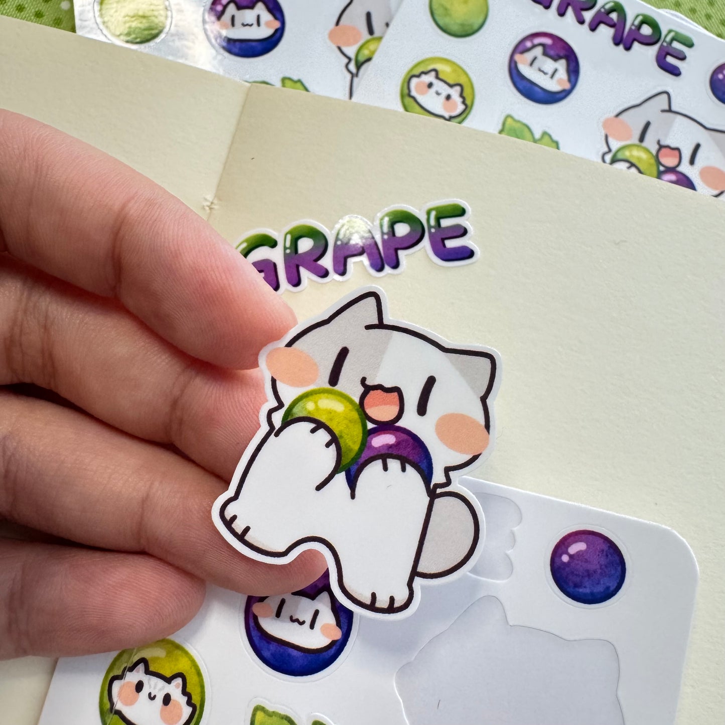 Grape meow Sticker Sheet