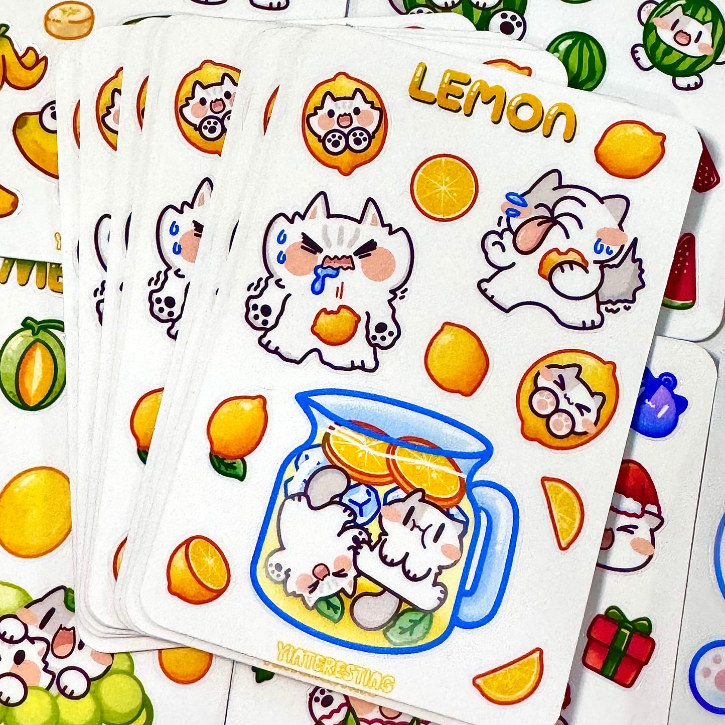 Lemon meow Sticker Sheet