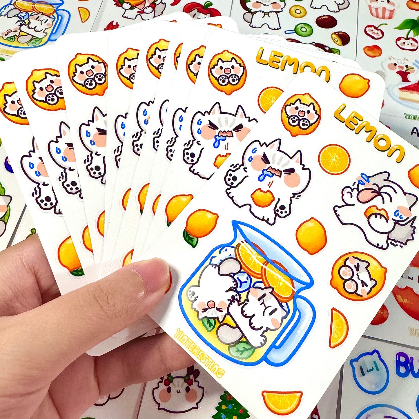 Lemon meow Sticker Sheet