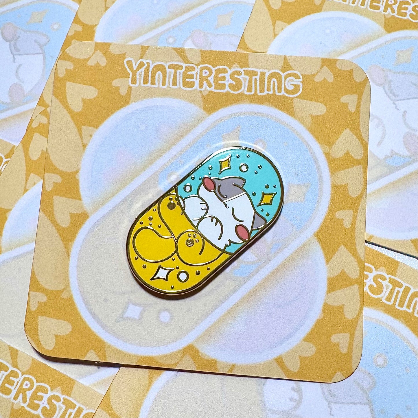 Yellow meow pill Enamel Pin