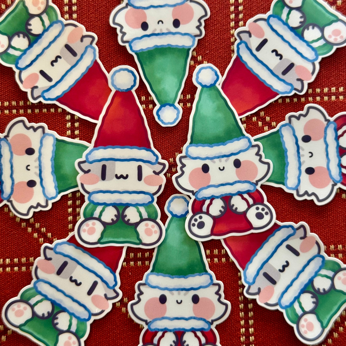 Christmas Gnome Cats Stickers