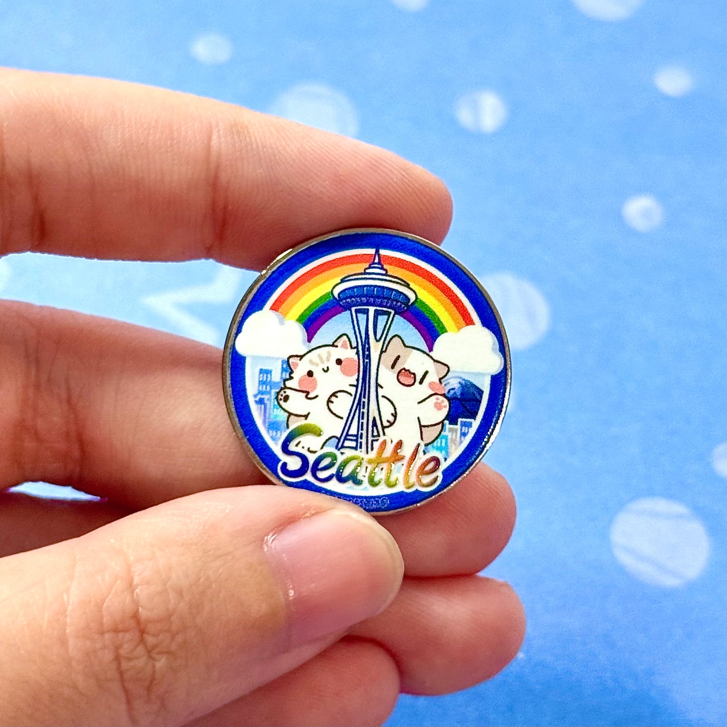 Seattle cute cats Hard Metal Pin