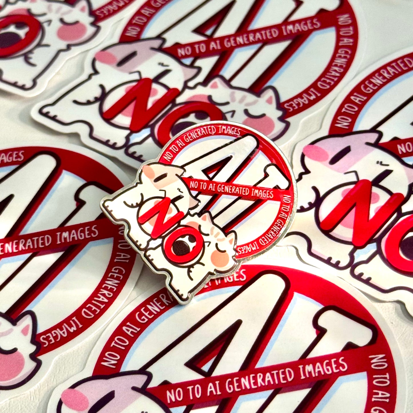 No to Ai Image Metal Pin