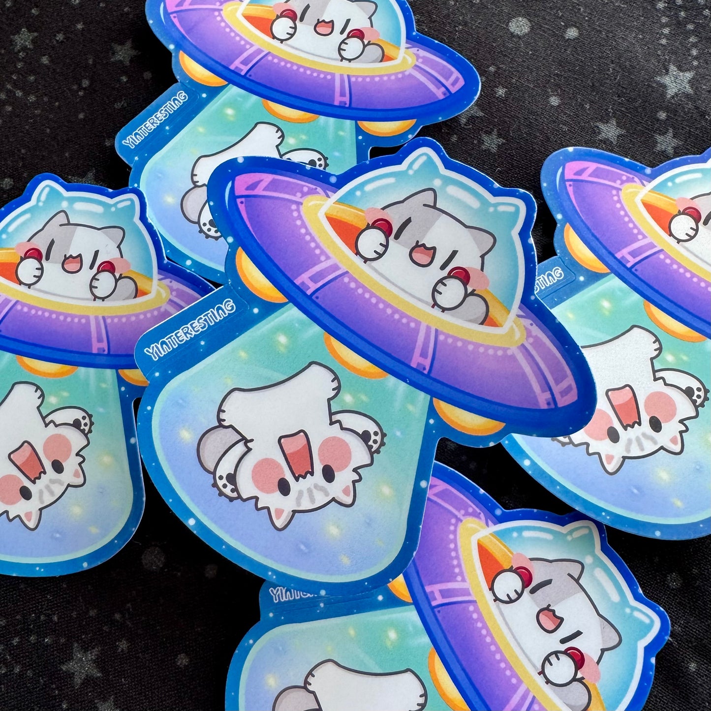 UFO Aliens Cat Sticker