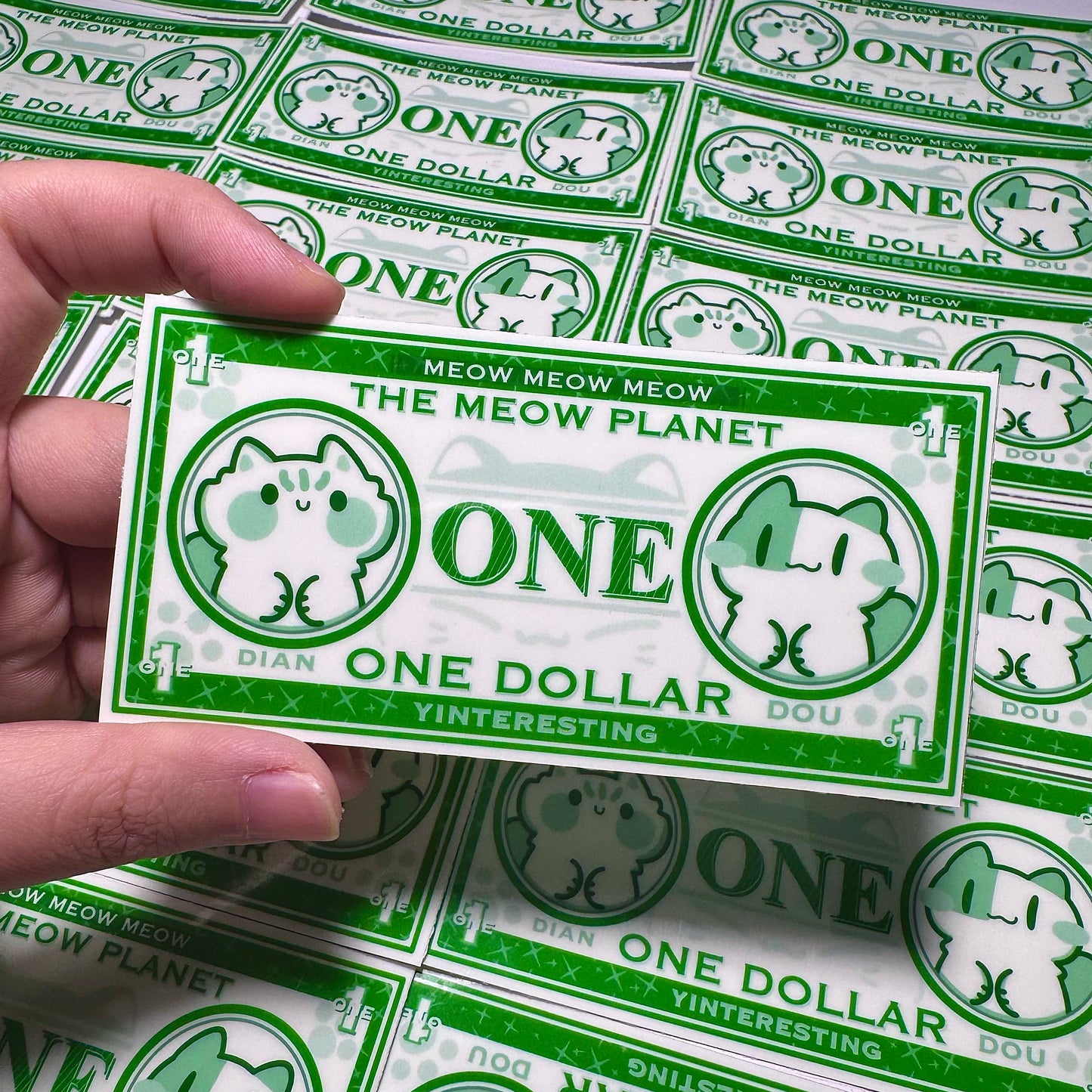 Meow Dollar Glow in the Dark Sticker