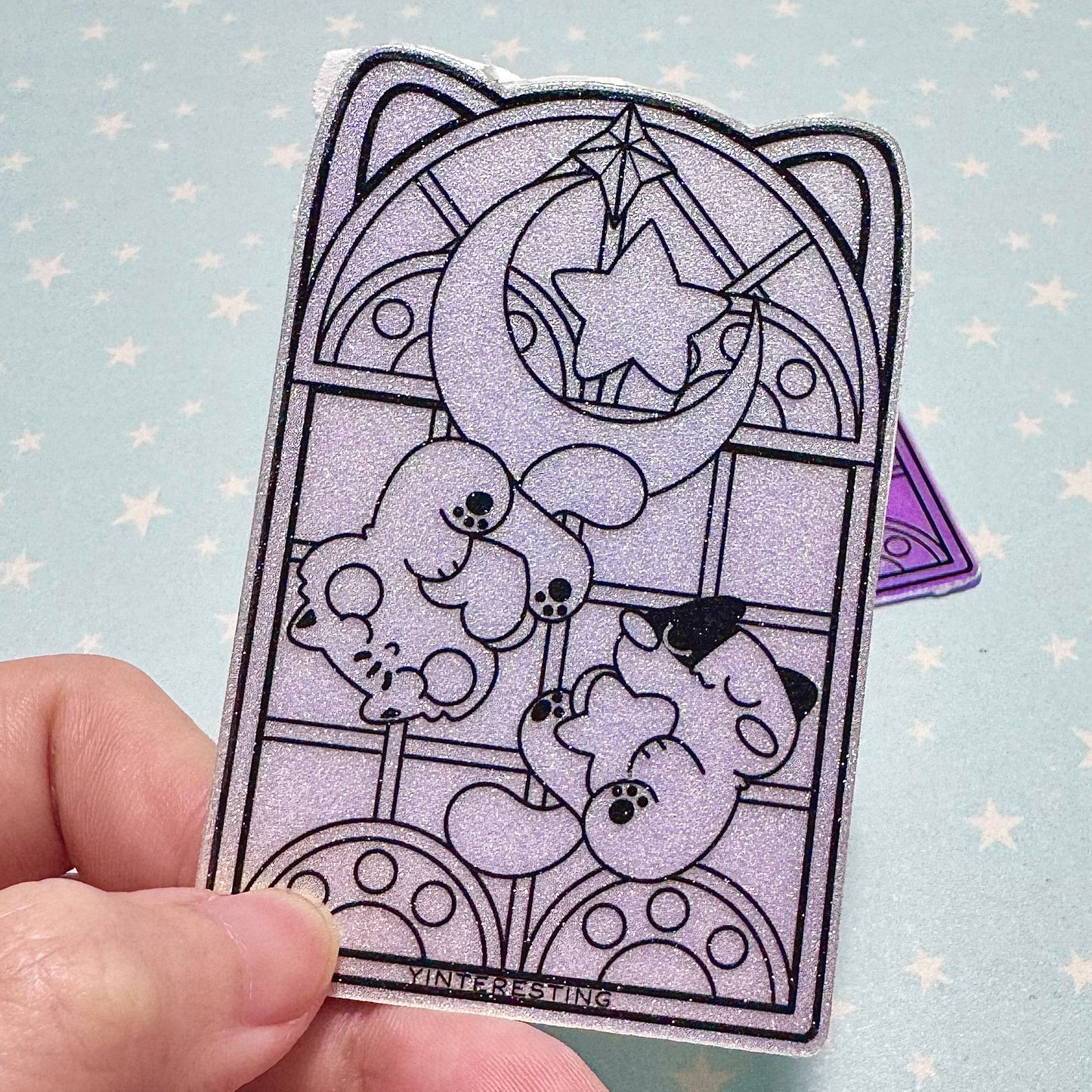 Stained Glass Meows Iridescent Sticker