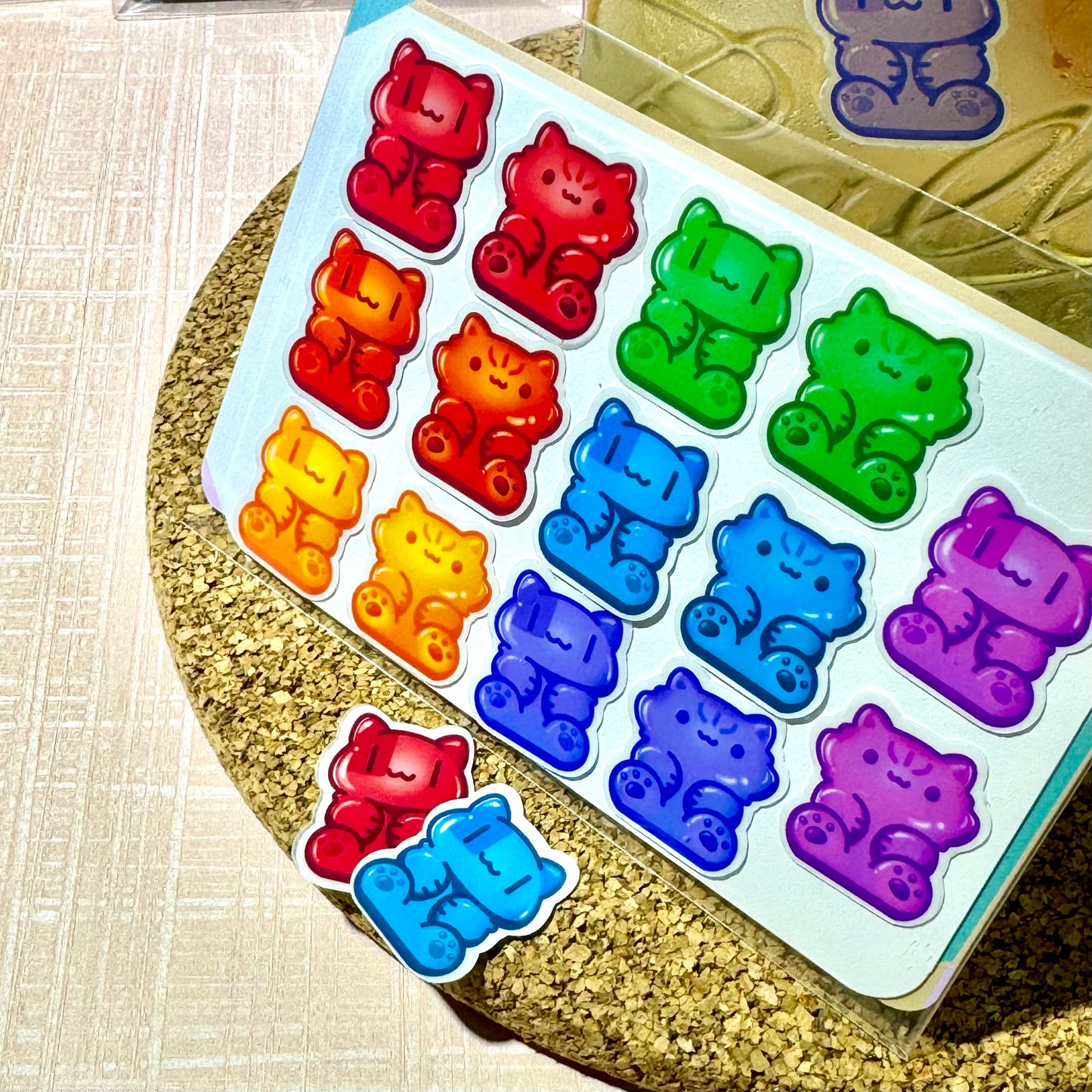 Gummy Cats clear Sticker Set