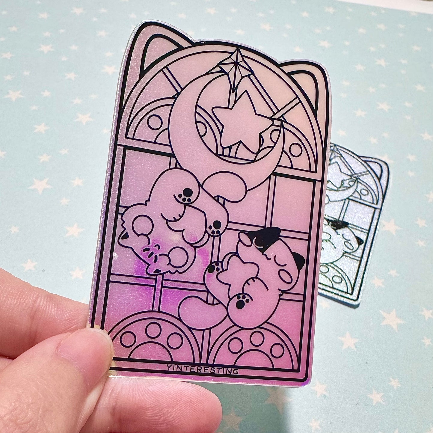 Stained Glass Meows Iridescent Sticker