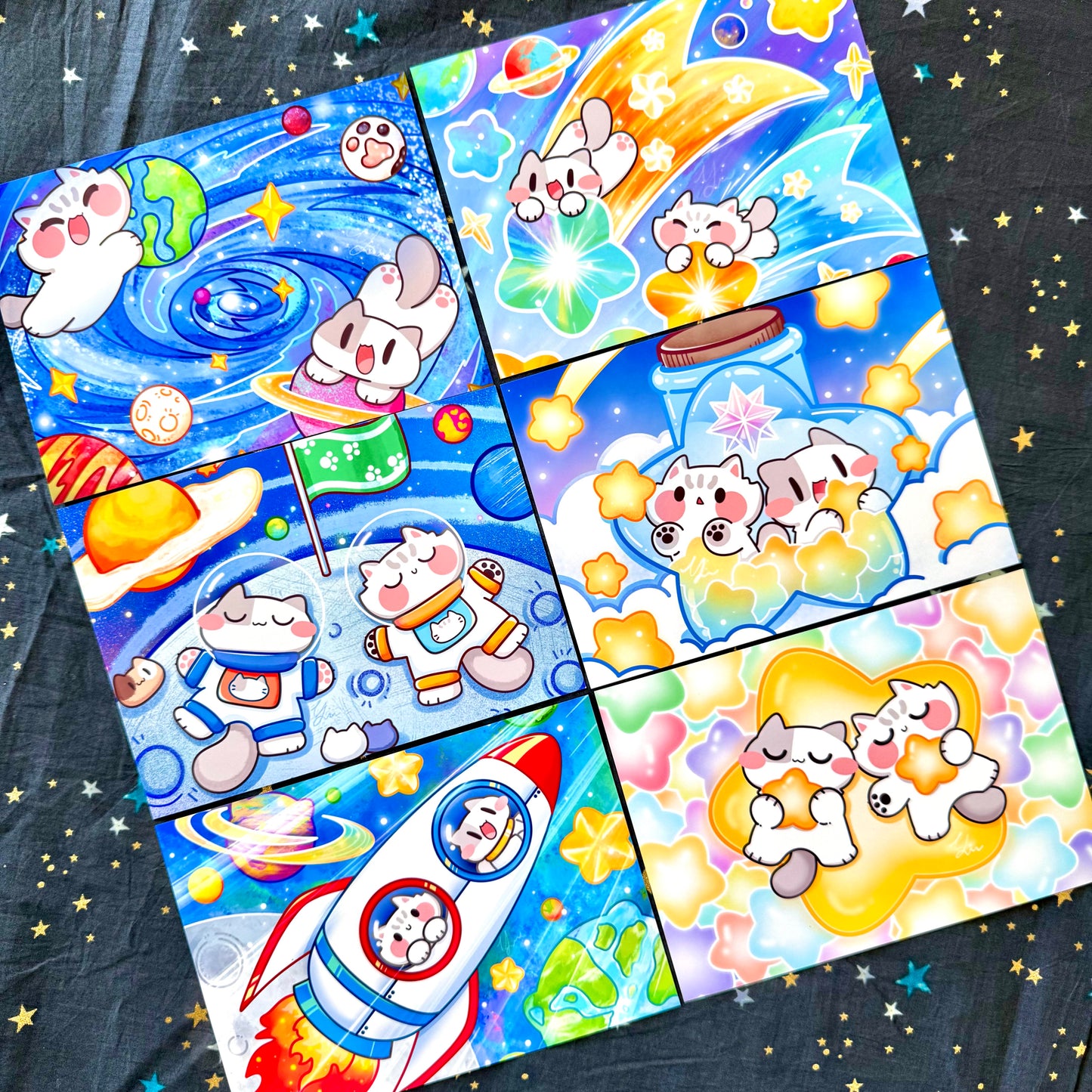 Starry Kitties Series Art Print