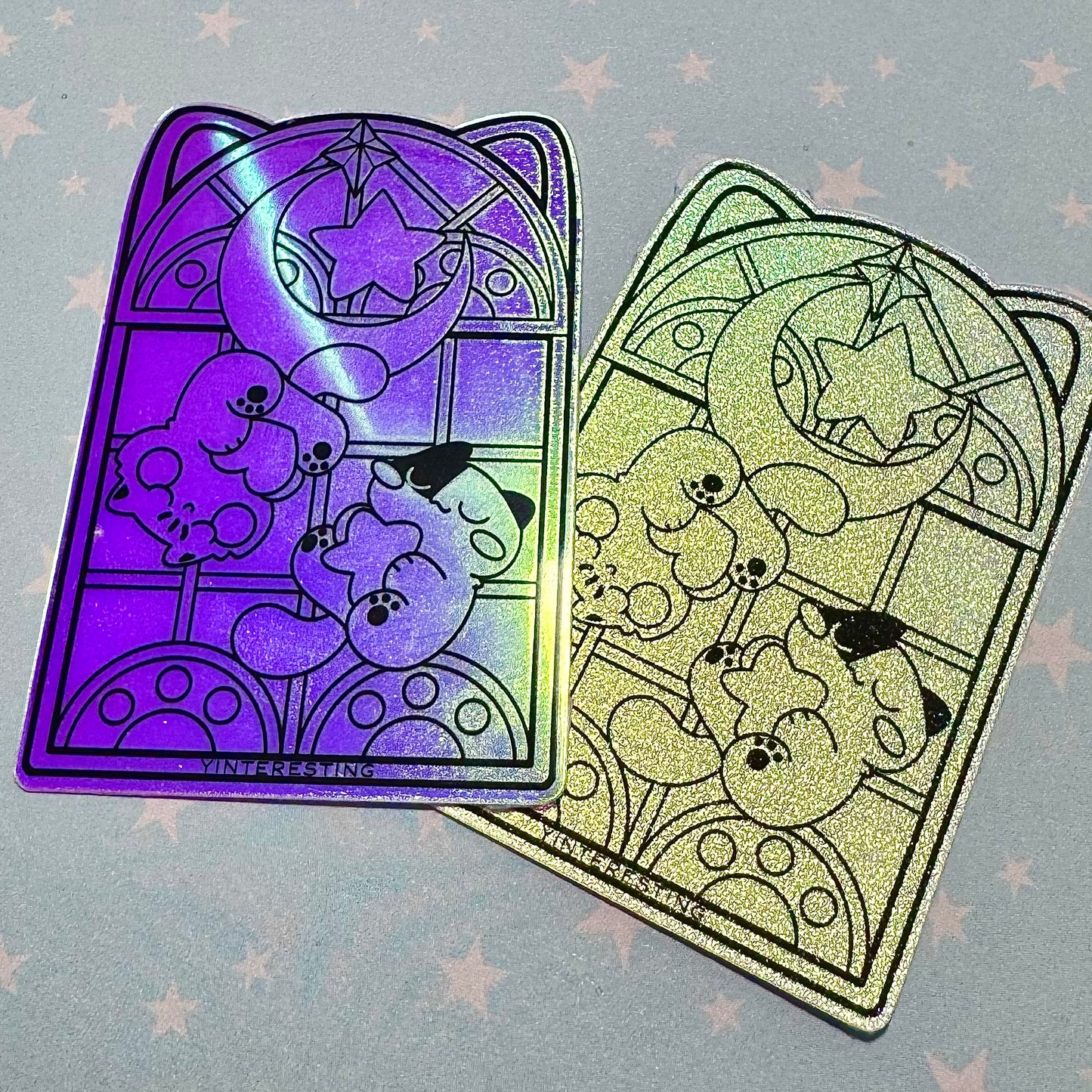 Stained Glass Meows Iridescent Sticker
