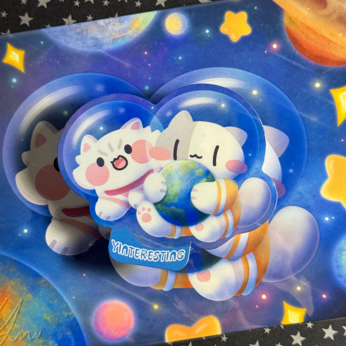 Astronauts space cats Art Print and Sticker