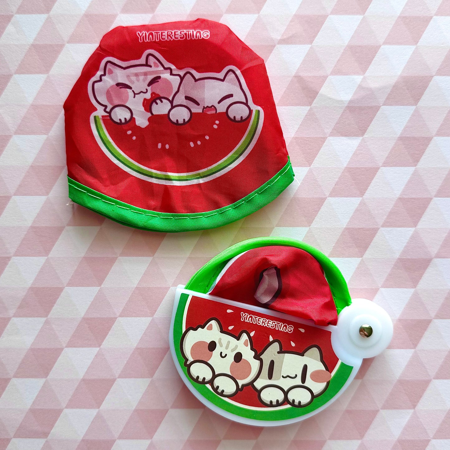 Watermelon meow foldable Fan