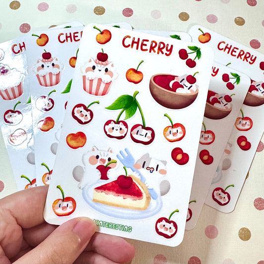 Cherry meow Sticker Sheet