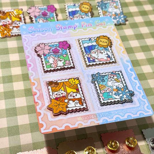 Four Season Stamp Enamel Pin Set