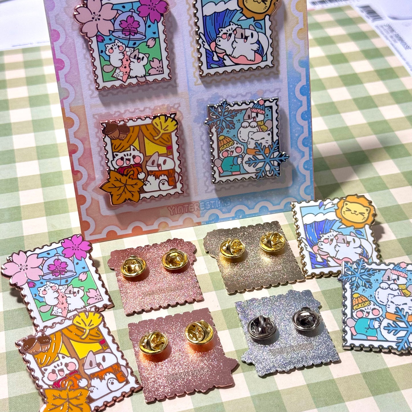 Four Season Stamp Enamel Pin Set