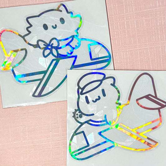 Airplane cute cats Suncatcher
