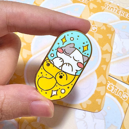 Yellow meow pill Enamel Pin