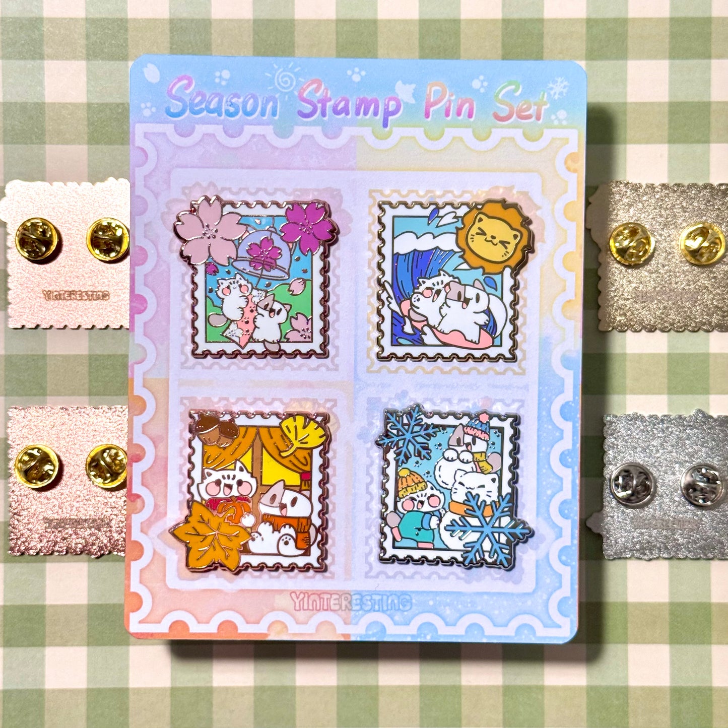 Four Season Stamp Enamel Pin Set