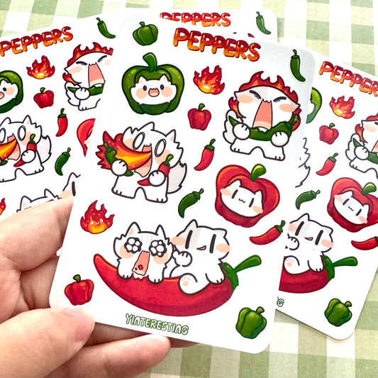 Chili Peppers meow Sticker Sheet
