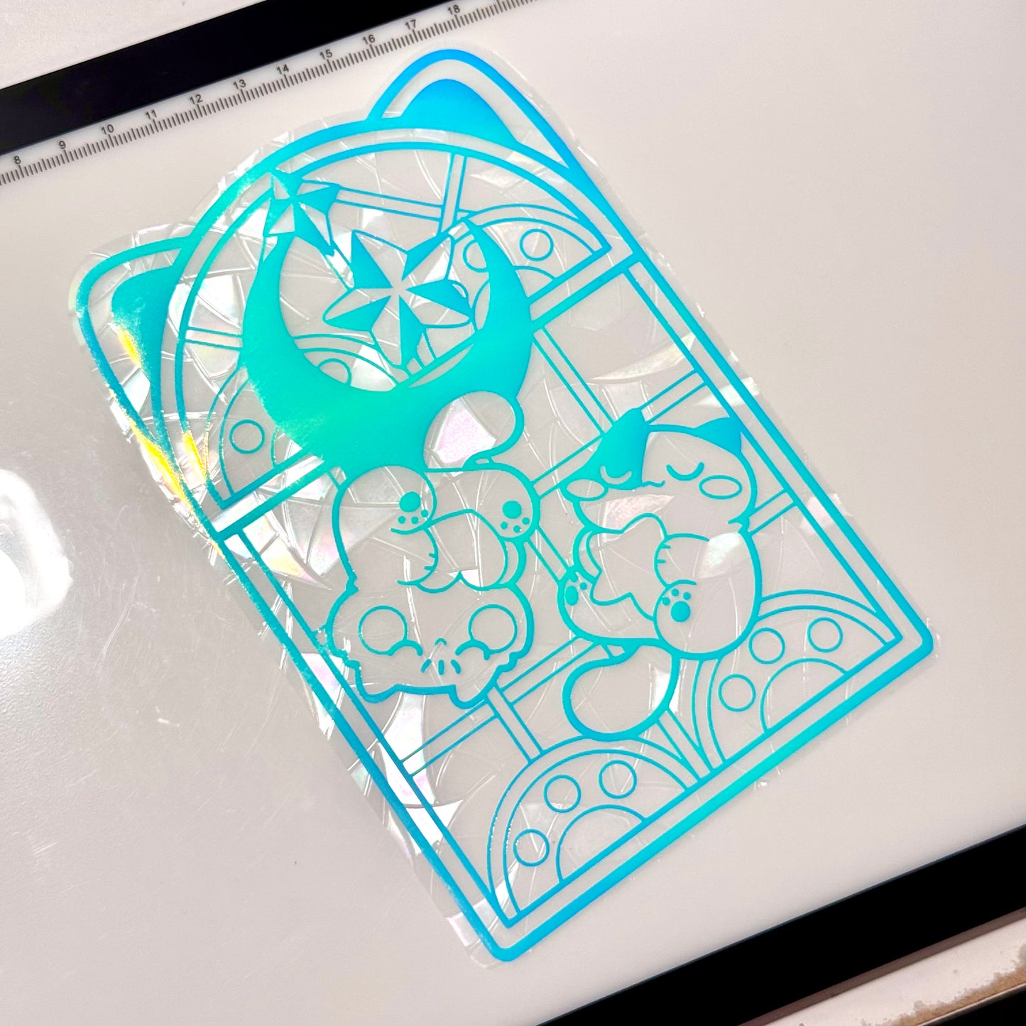 Stained Glass window meow glow in the dark Suncatcher