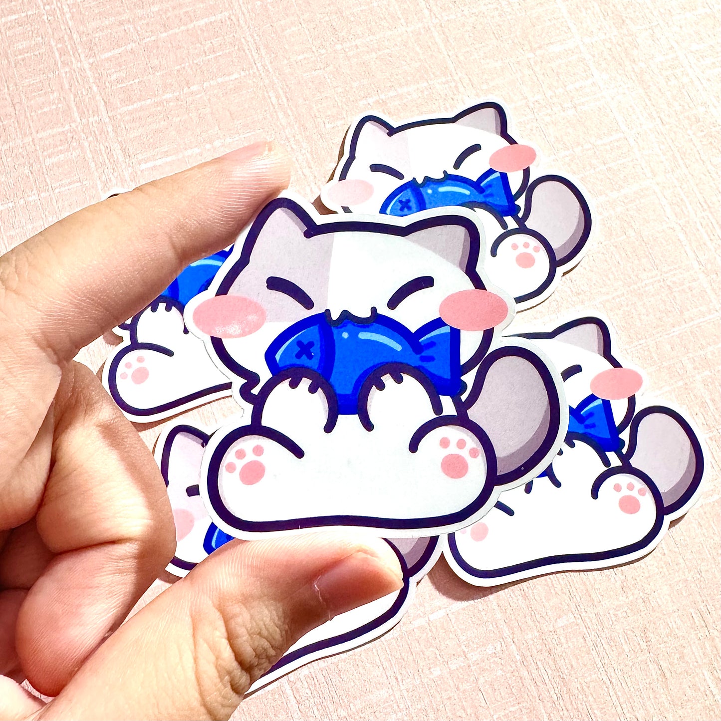 Cats eating fish Stickers