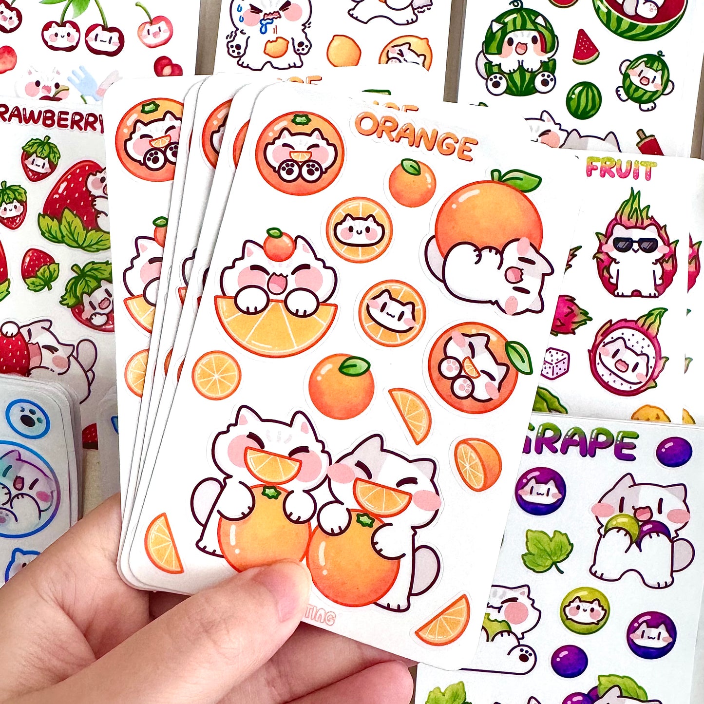Orange meow Sticker Sheet