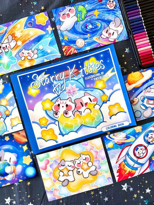 Starry Kitties Coloring Book