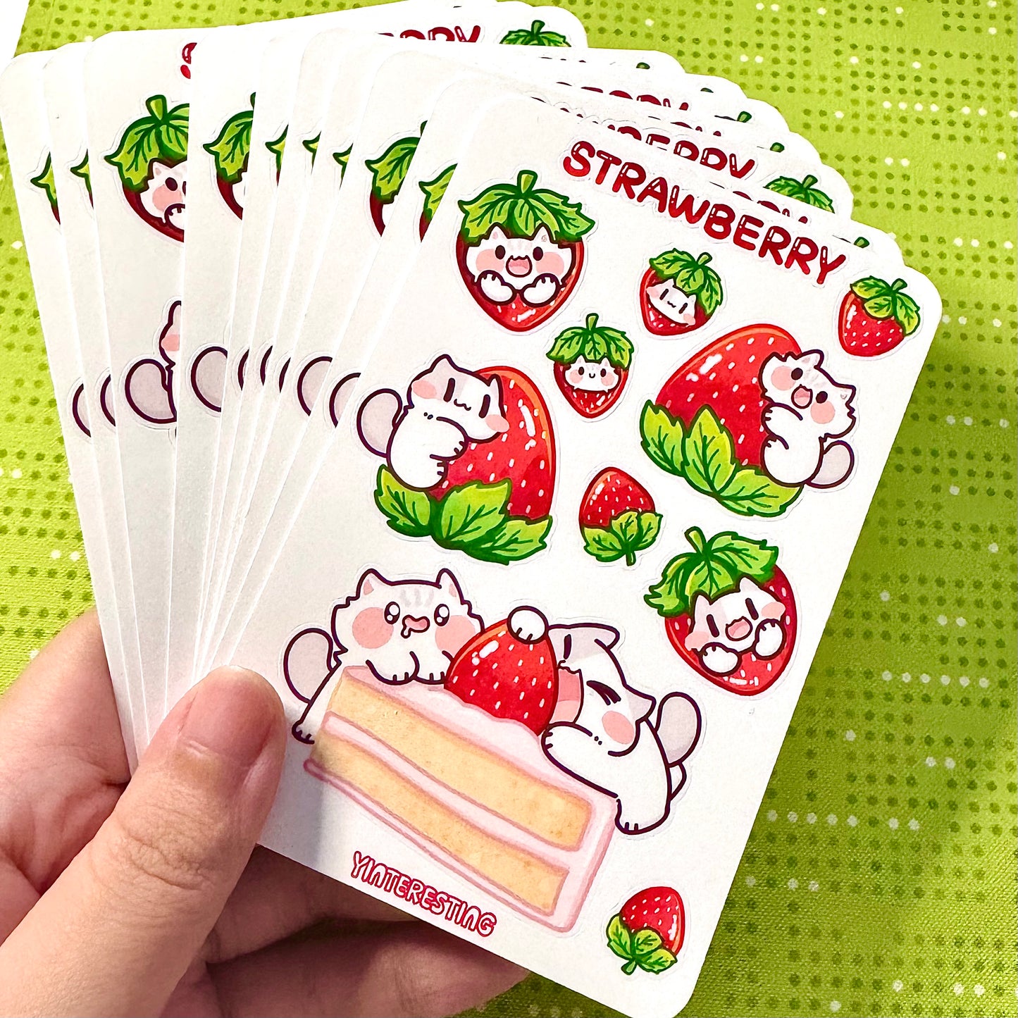 Strawberry meow Sticker Sheet