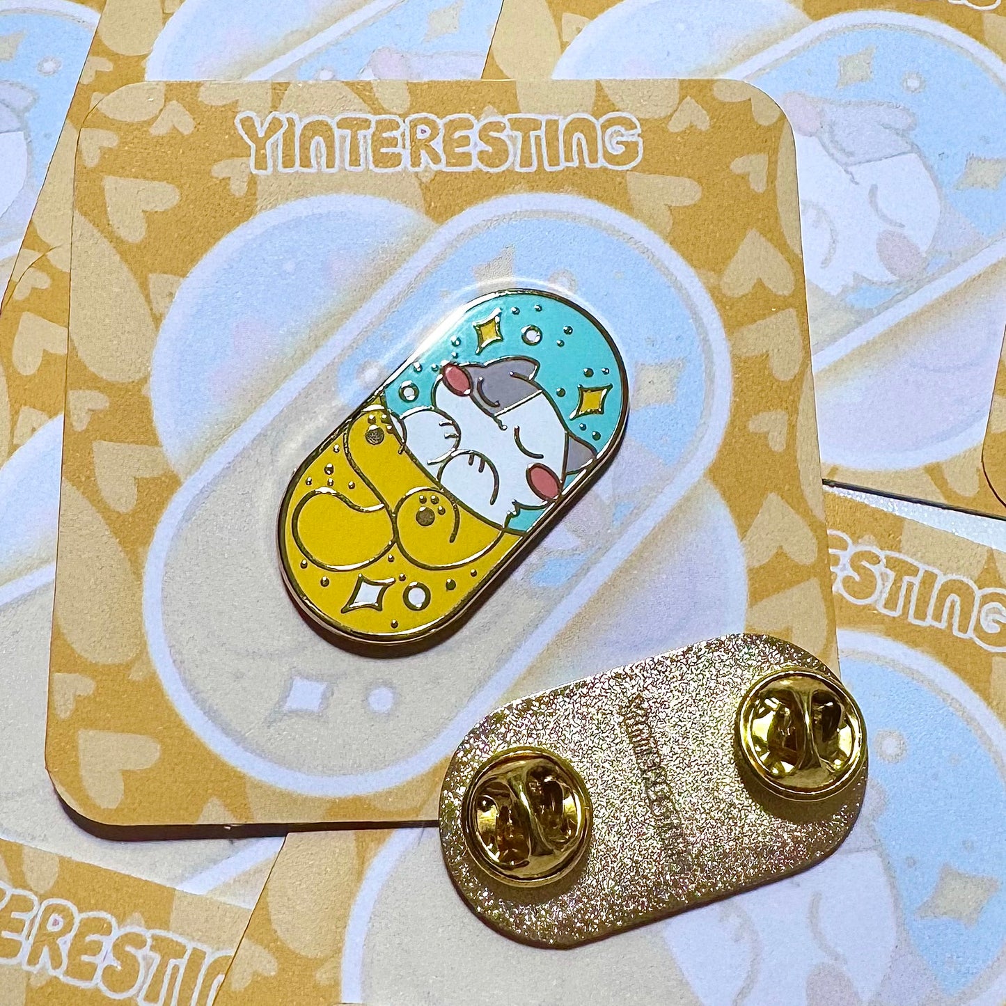 Yellow meow pill Enamel Pin