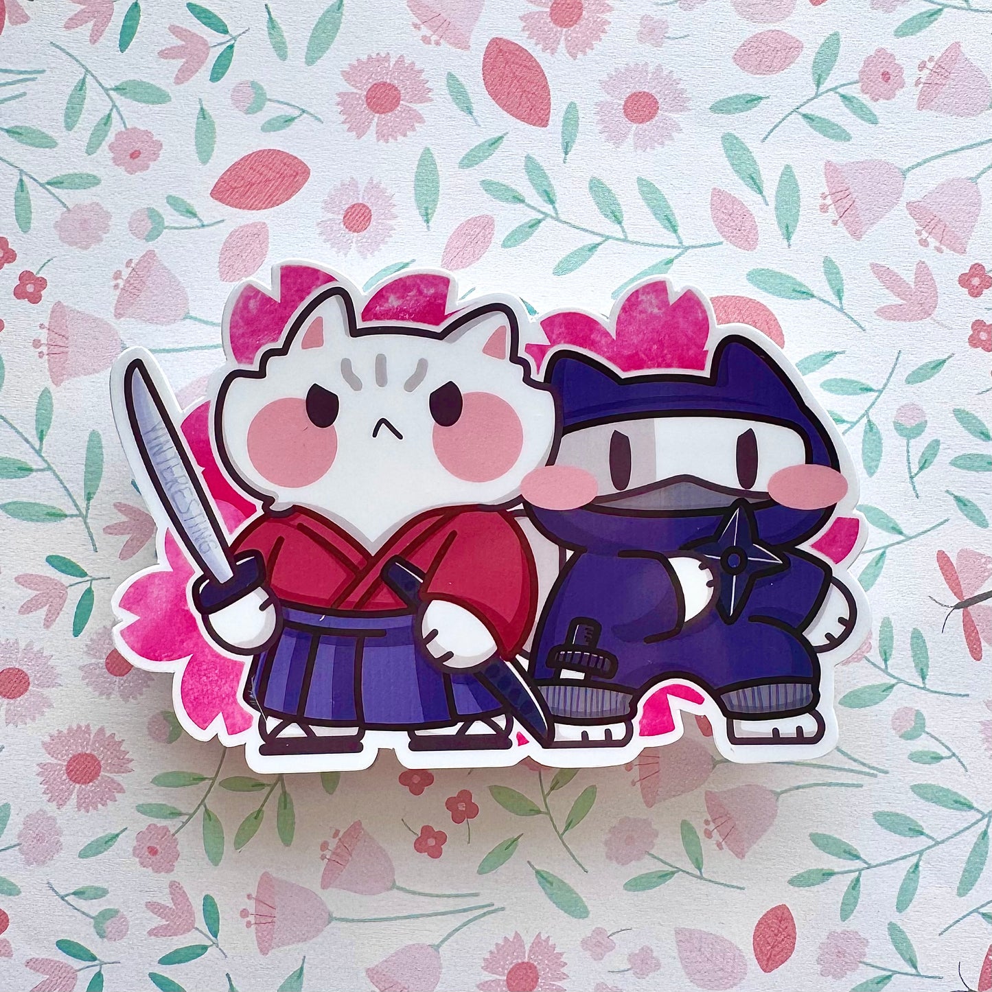 Samurai and Ninja meow Sticker