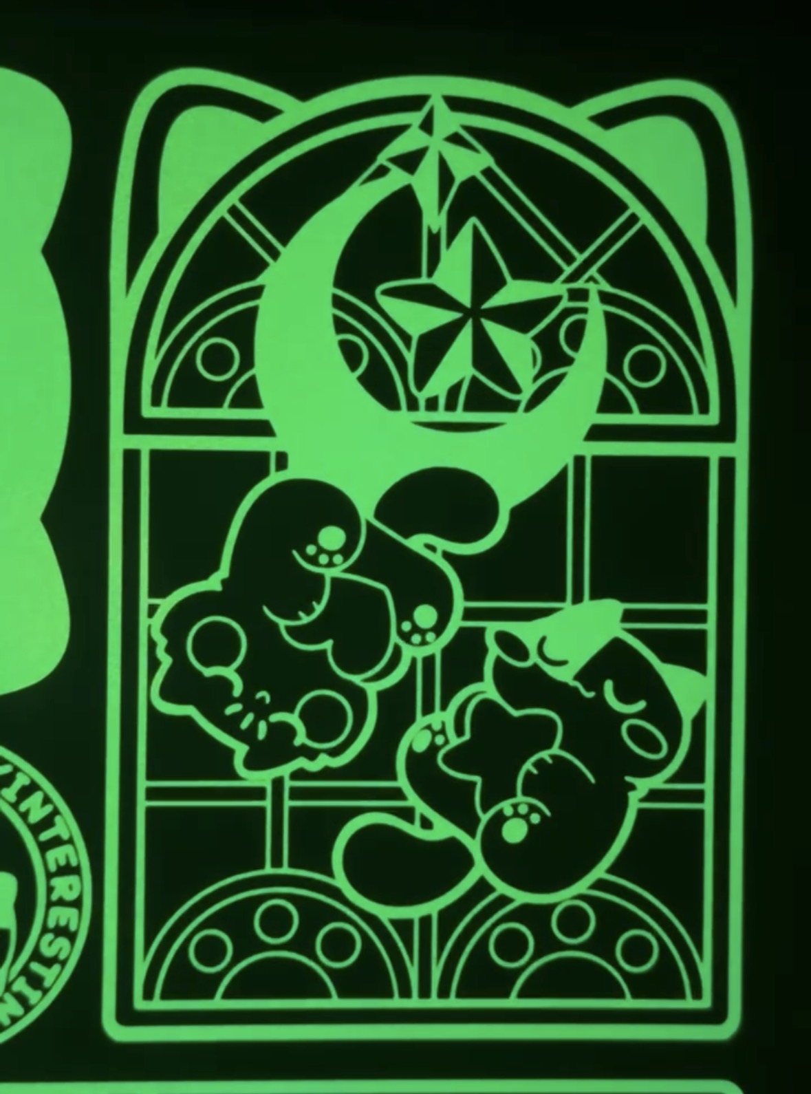 Stained Glass window meow glow in the dark Suncatcher