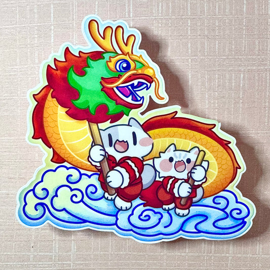 Chinese Dragon Dance Cat Sticker