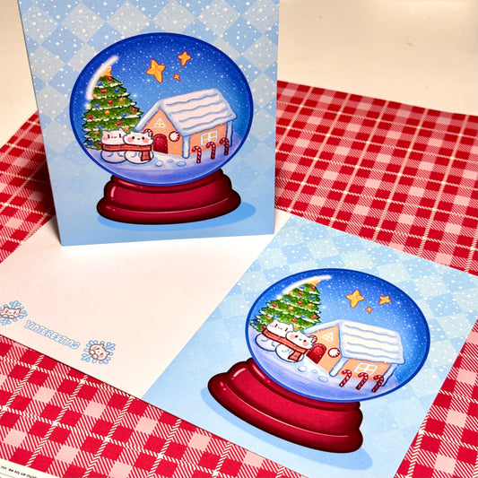 Snow Globe Christmas Greeting cards , 4.25” x 5.5”