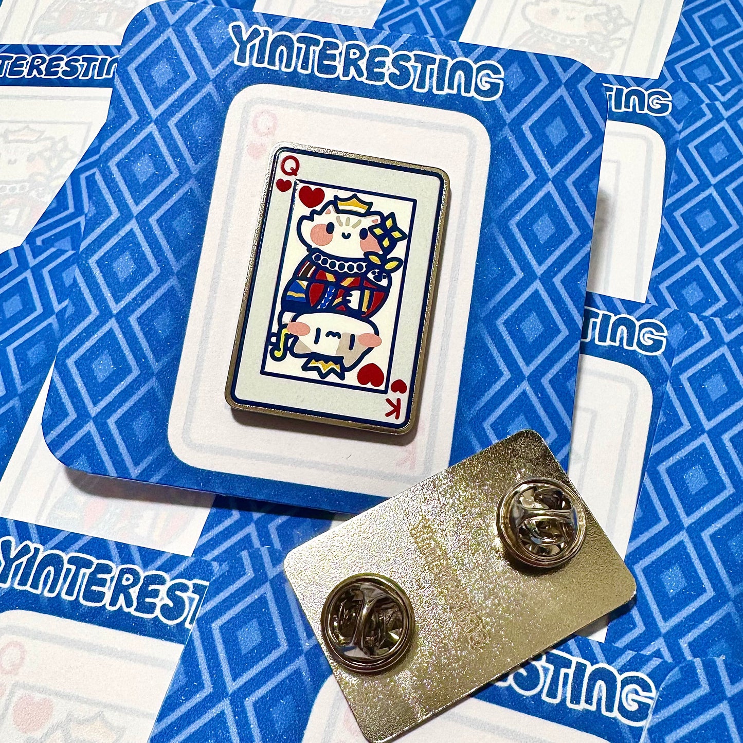 King and Queen Card Hard Metal Pin