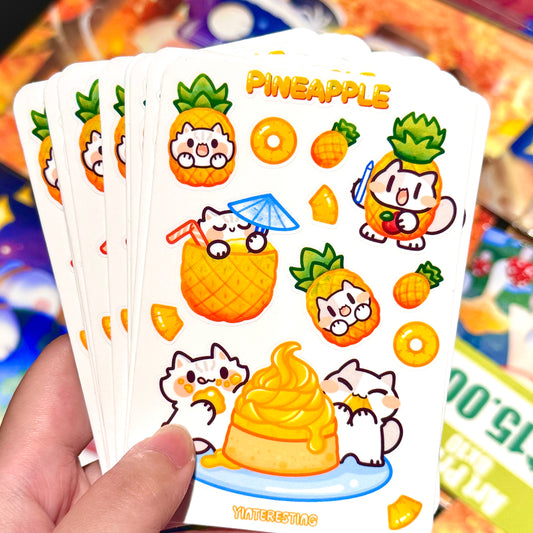 Pineapple meow Sticker Sheet
