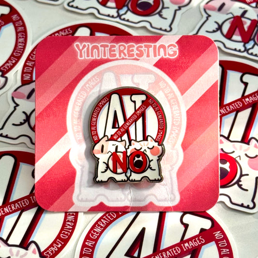 No to Ai Image Metal Pin