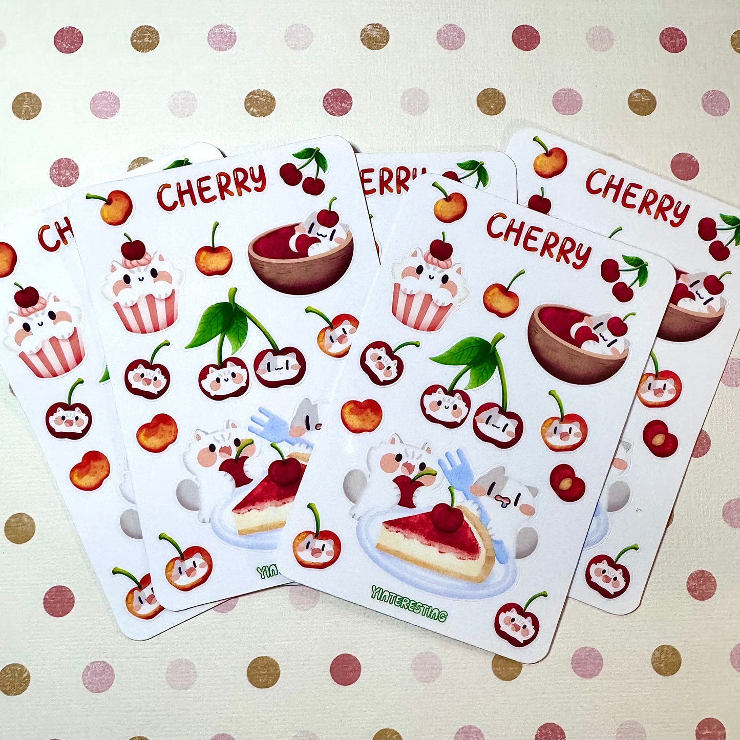Cherry meow Sticker Sheet