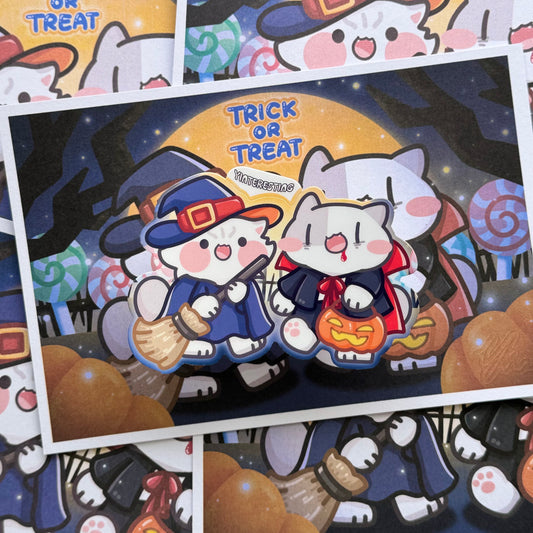 Halloween Trick or Treat Stickers and postcard