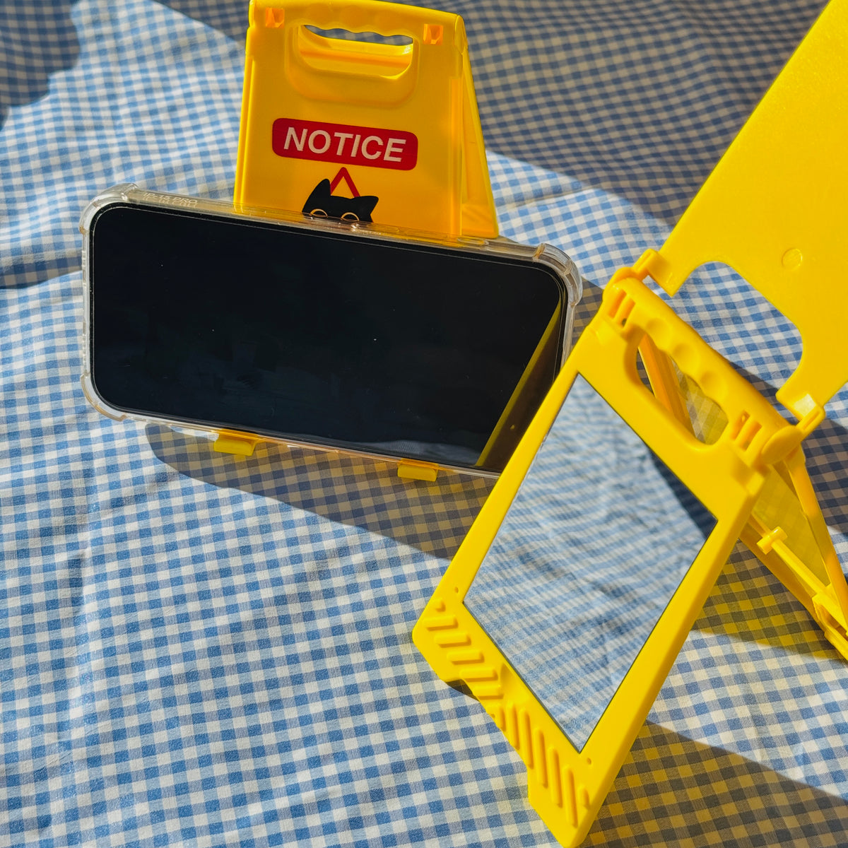 Void Warning Sign Mirror Phone Stand