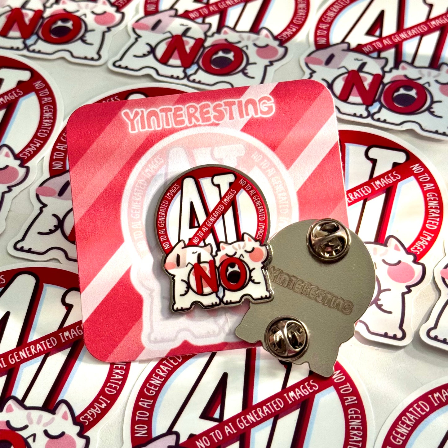 No to Ai Image Metal Pin