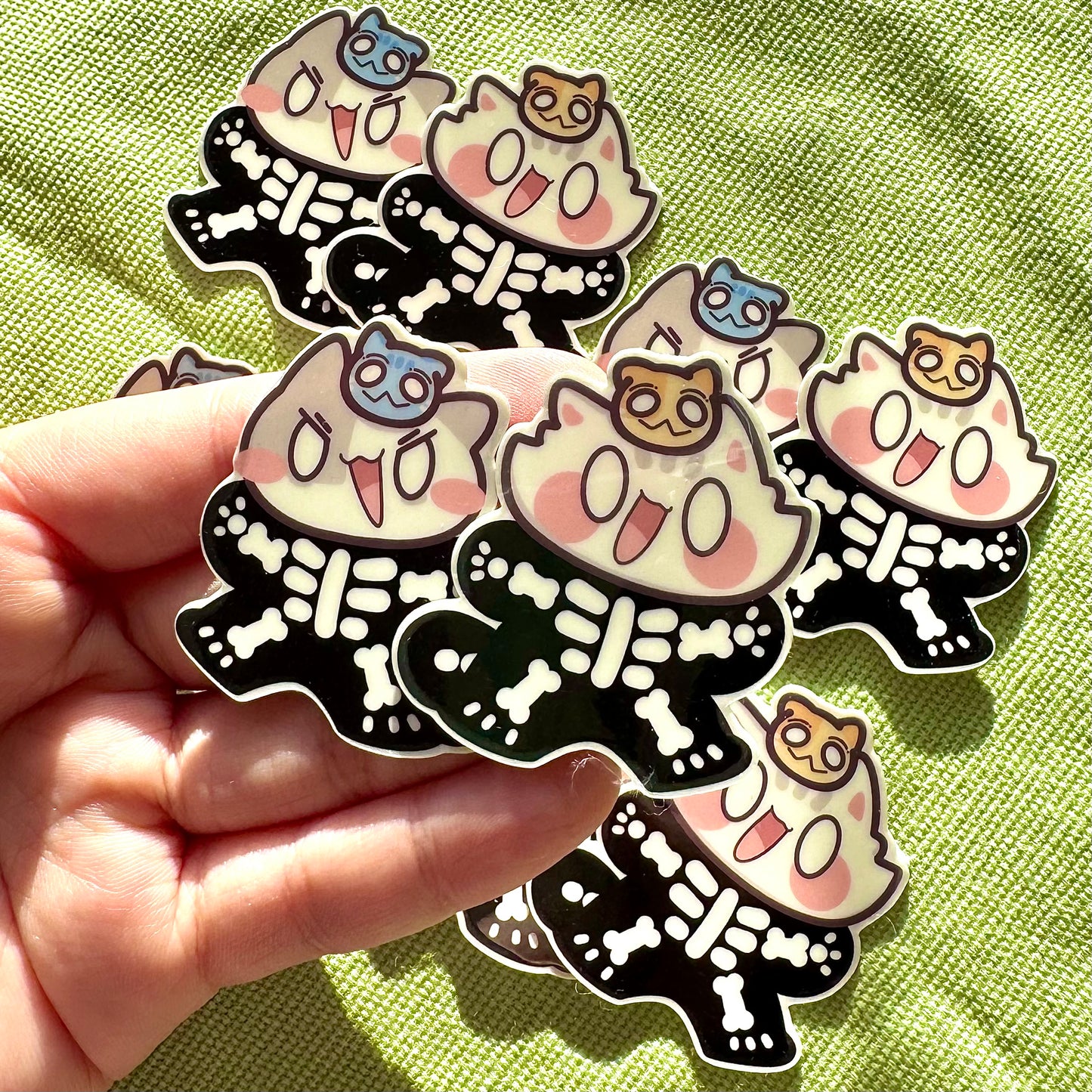 Skeleton glow in the dark meow Stickers
