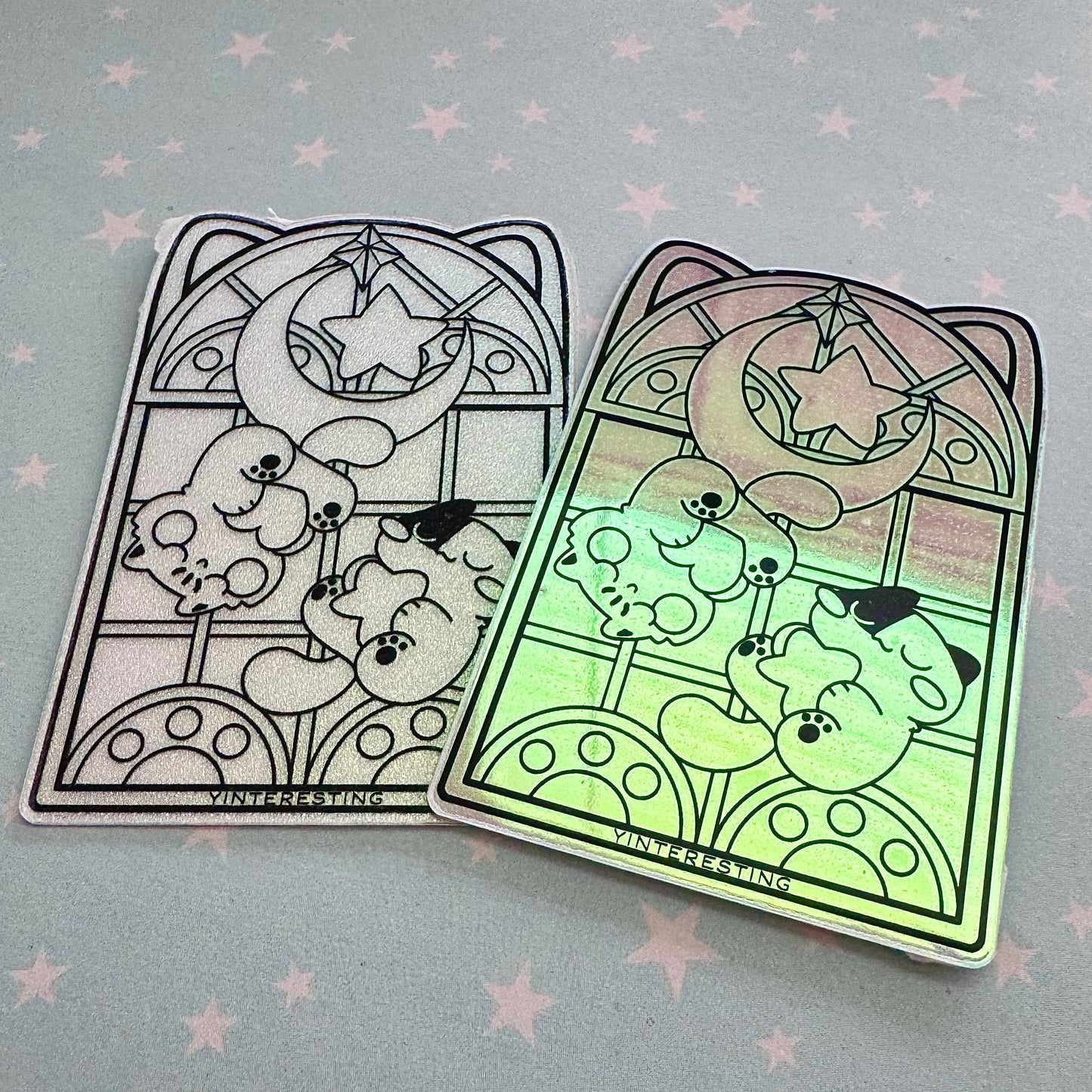 Stained Glass Meows Iridescent Sticker