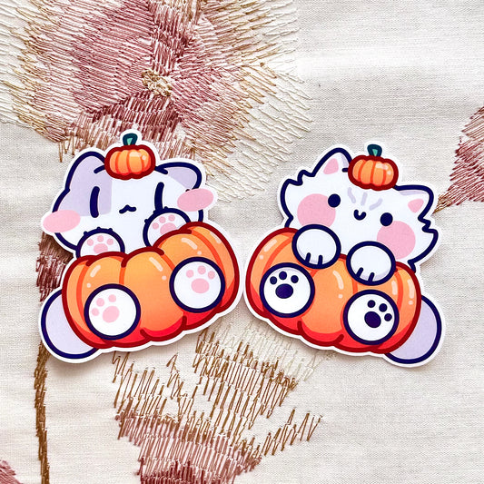Halloween pumpkin Cats Stickers