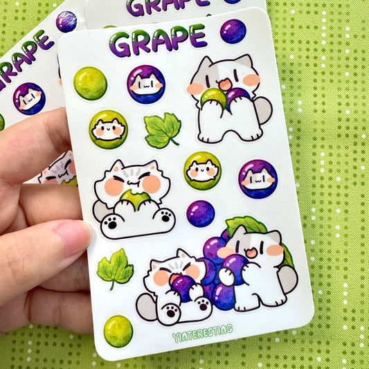 Grape meow Sticker Sheet