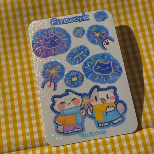 Fireworks meow Sticker sheet