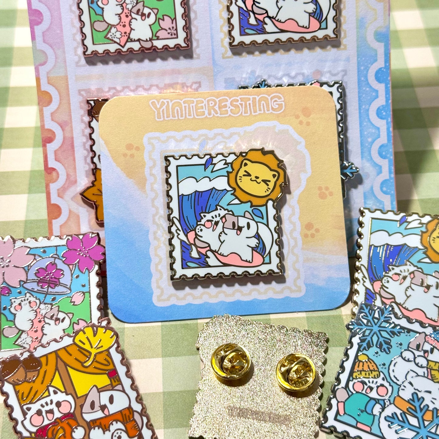 Four Season Stamp Enamel Pin Set