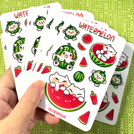 Watermelon meow Sticker Sheet