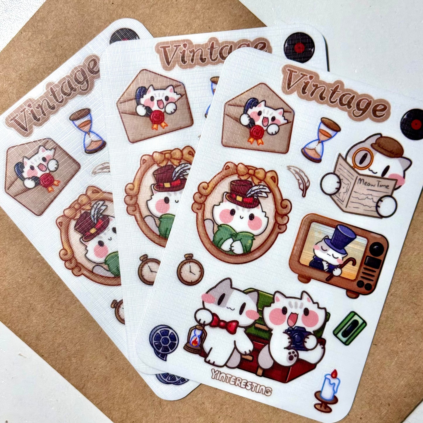 Vintage meow Sticker sheet